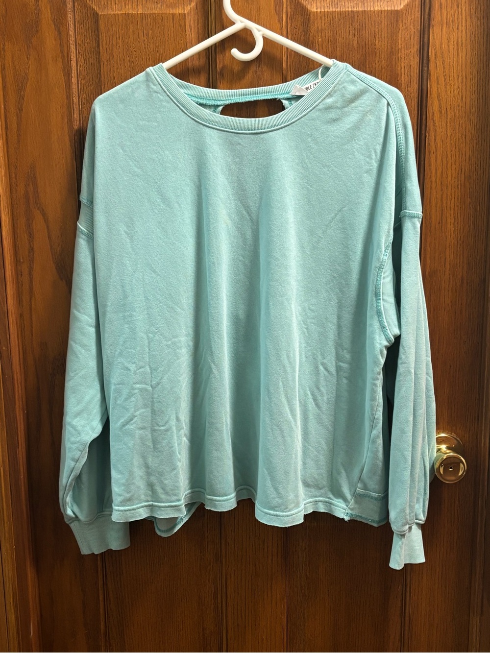 Double Zero Mint Green Oversized Pullover Sweatshirt Cutout Back. Sz M. NWOT